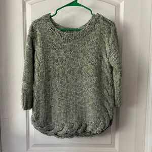 Anthropologie Green and Grey Knit Wool Sweater